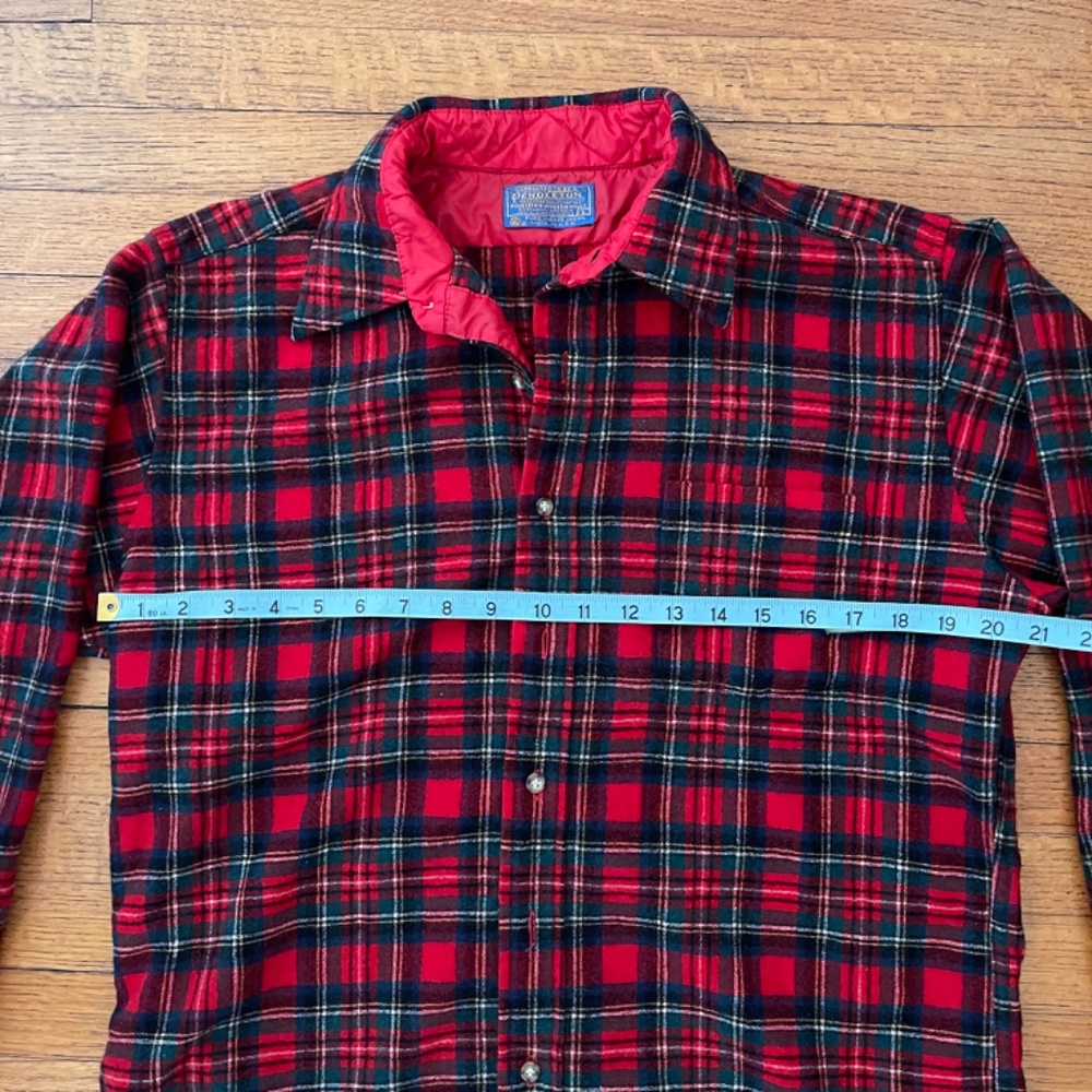 Vintage - Pendleton Red Plaid Virgin Wool Flannel Shirt Size Large - Picture 4 of 8